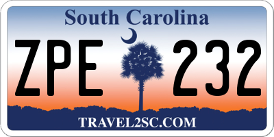 SC license plate ZPE232