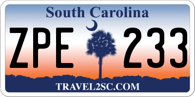 SC license plate ZPE233