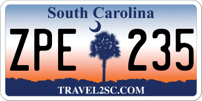 SC license plate ZPE235
