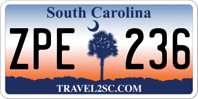 SC license plate ZPE236