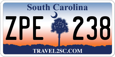 SC license plate ZPE238