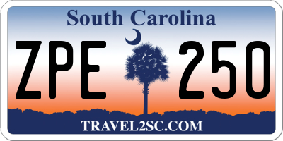 SC license plate ZPE250