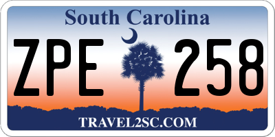 SC license plate ZPE258
