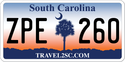 SC license plate ZPE260