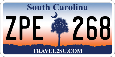 SC license plate ZPE268
