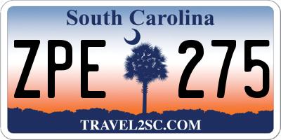 SC license plate ZPE275
