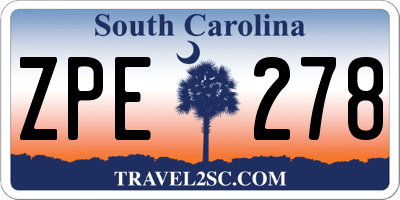 SC license plate ZPE278