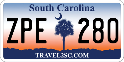 SC license plate ZPE280