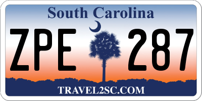 SC license plate ZPE287
