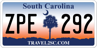 SC license plate ZPE292