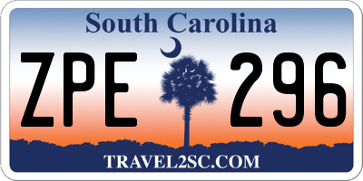 SC license plate ZPE296