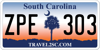 SC license plate ZPE303