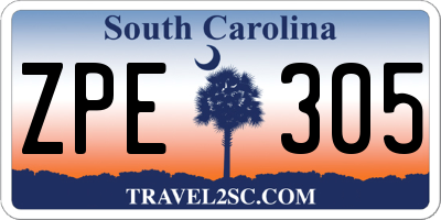 SC license plate ZPE305