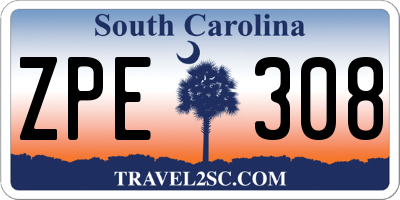 SC license plate ZPE308