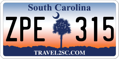 SC license plate ZPE315