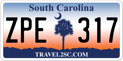 SC license plate ZPE317