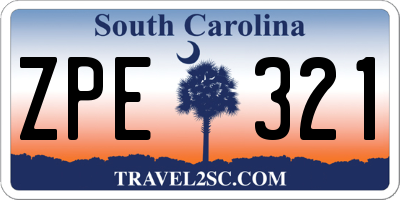 SC license plate ZPE321