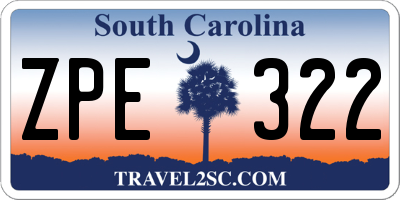 SC license plate ZPE322