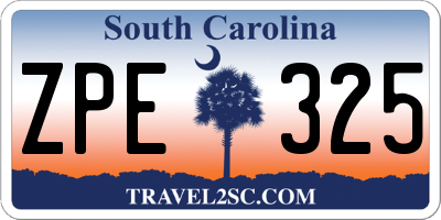 SC license plate ZPE325