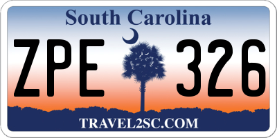 SC license plate ZPE326