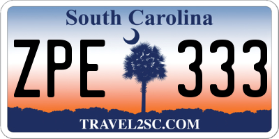 SC license plate ZPE333