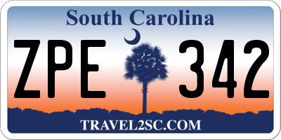 SC license plate ZPE342
