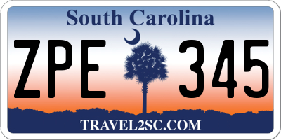 SC license plate ZPE345