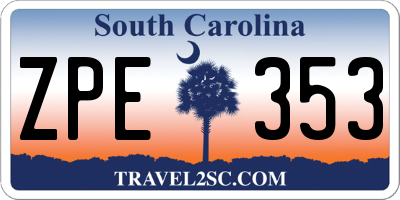 SC license plate ZPE353