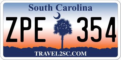 SC license plate ZPE354
