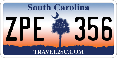 SC license plate ZPE356
