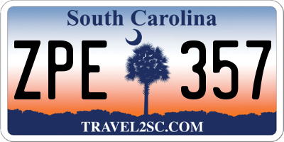 SC license plate ZPE357