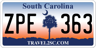 SC license plate ZPE363