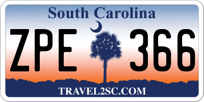 SC license plate ZPE366