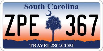 SC license plate ZPE367