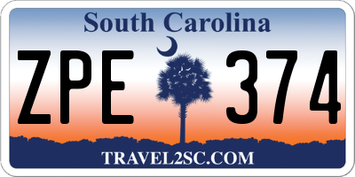 SC license plate ZPE374