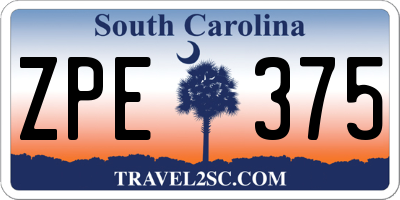 SC license plate ZPE375