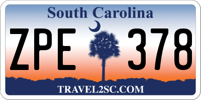 SC license plate ZPE378