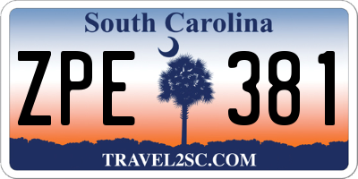 SC license plate ZPE381