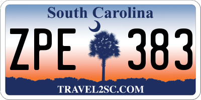 SC license plate ZPE383