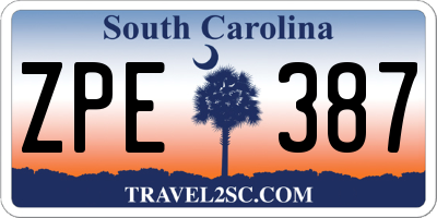 SC license plate ZPE387