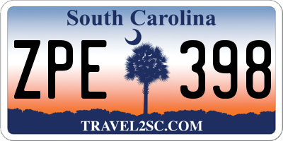 SC license plate ZPE398