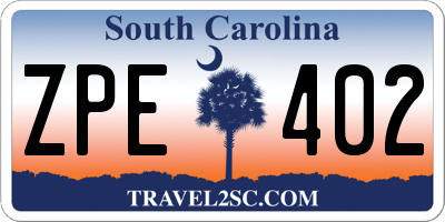 SC license plate ZPE402