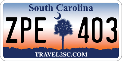 SC license plate ZPE403