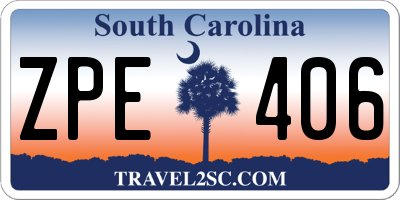 SC license plate ZPE406