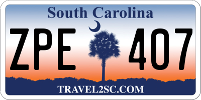 SC license plate ZPE407
