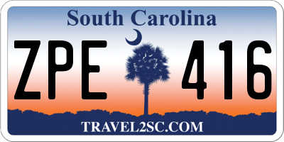 SC license plate ZPE416