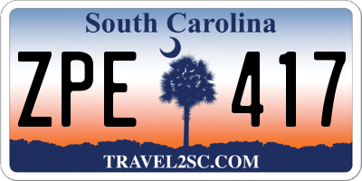 SC license plate ZPE417