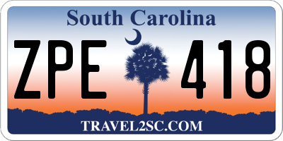 SC license plate ZPE418