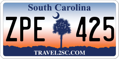 SC license plate ZPE425