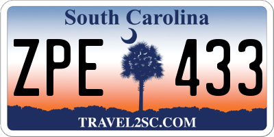 SC license plate ZPE433